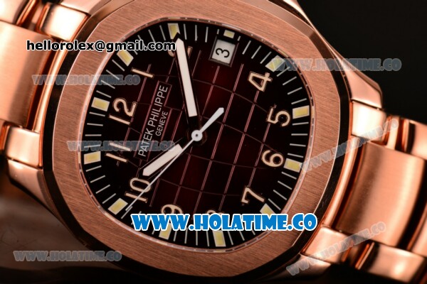Patek Philippe Aquanaut Miyota 9015 Automatic Full Rose Gold with Coffee Dial and Arabic Numeral Markers (BP) - Click Image to Close
